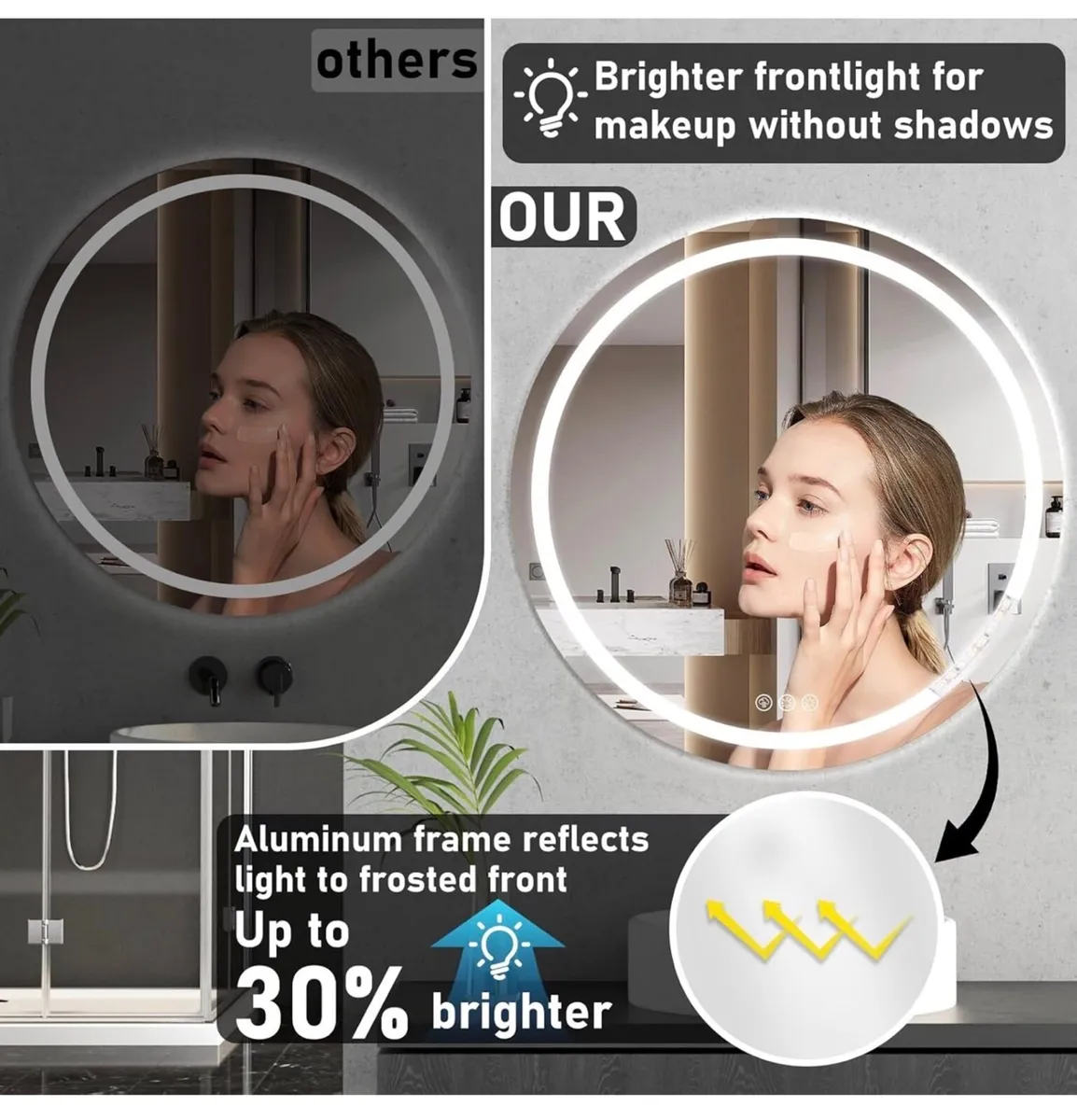 Bluetooth LED Bathroom Wall Mirror with LED Lights - Image 4
