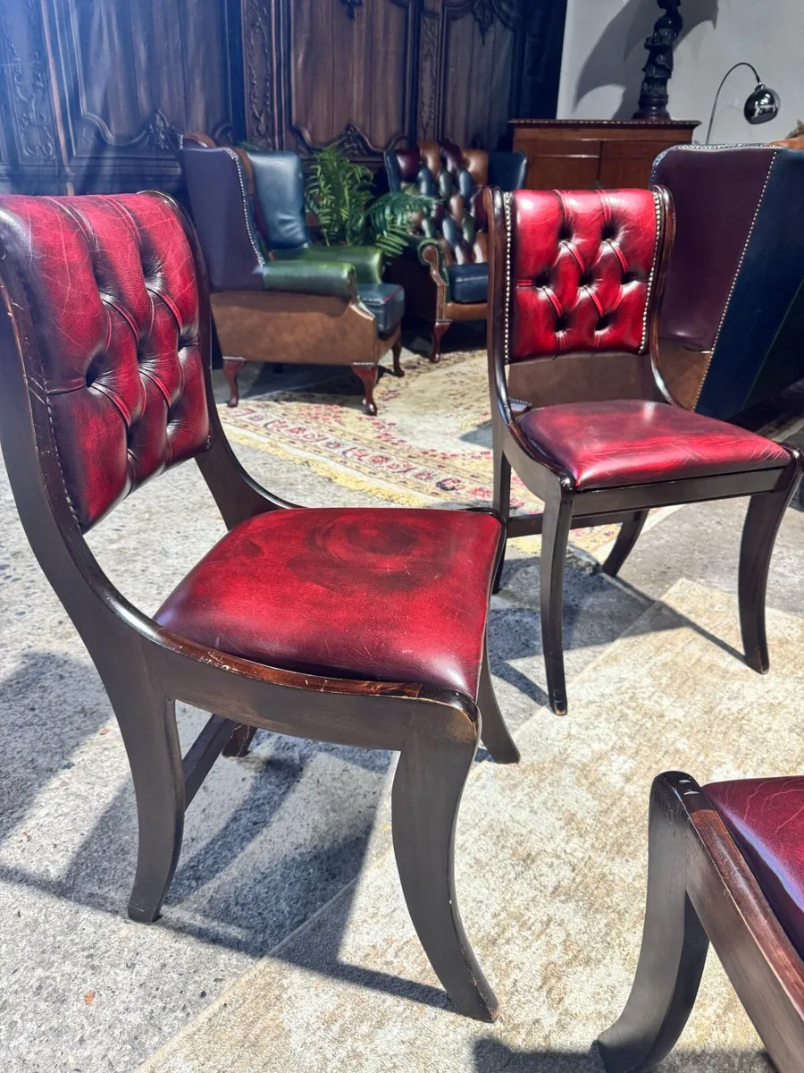 Antique 4x chesterfield dinning chairs - Image 4