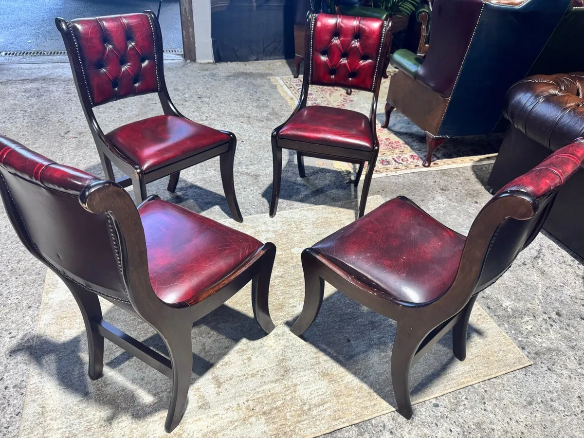 Antique 4x chesterfield dinning chairs - Image 2