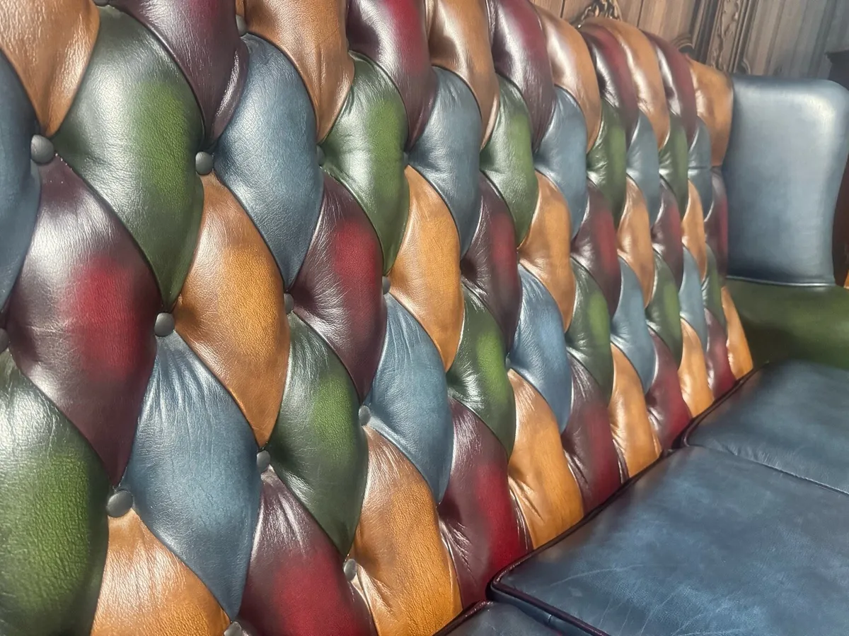 Chesterfield Patchwork Queen Anne Wing 3 seater - Image 4