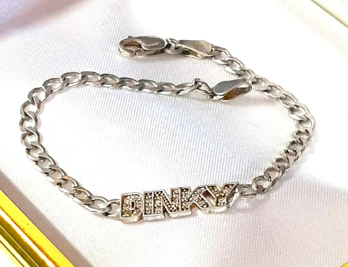 Vintage Hallmarked Silver 'Curb/Gems' Bracelet - Image 1