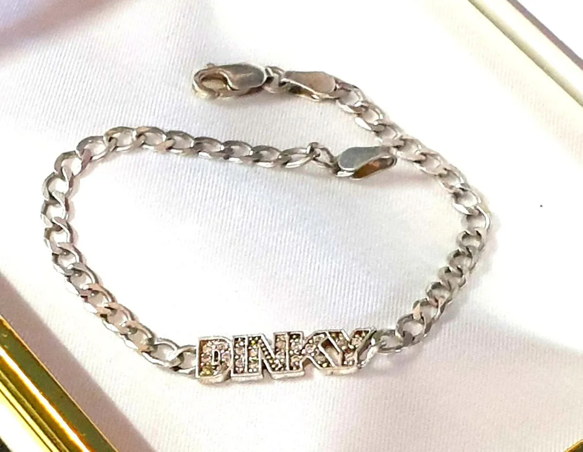Vintage Hallmarked Silver 'Curb/Gems' Bracelet - Image 3