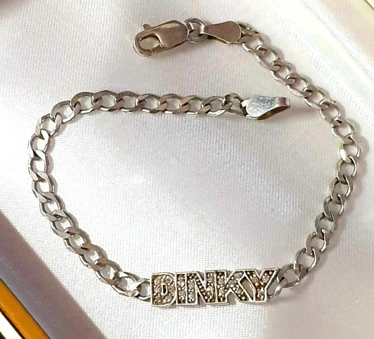 Vintage Hallmarked Silver 'Curb/Gems' Bracelet - Image 4