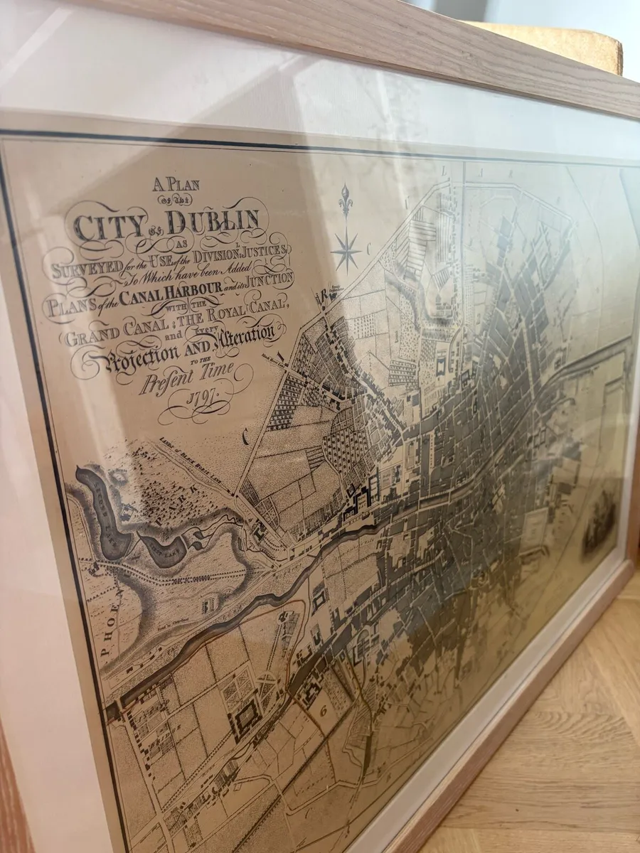 Framed City of Dublin Old Map - Image 1