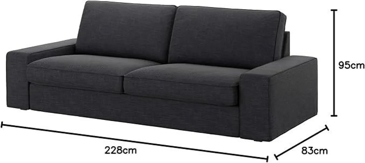 Ikea Kivik New Covers Anthracite Color . 3 Seater Cover . Chaise Lounge Cover. Footstool Cover - Image 2