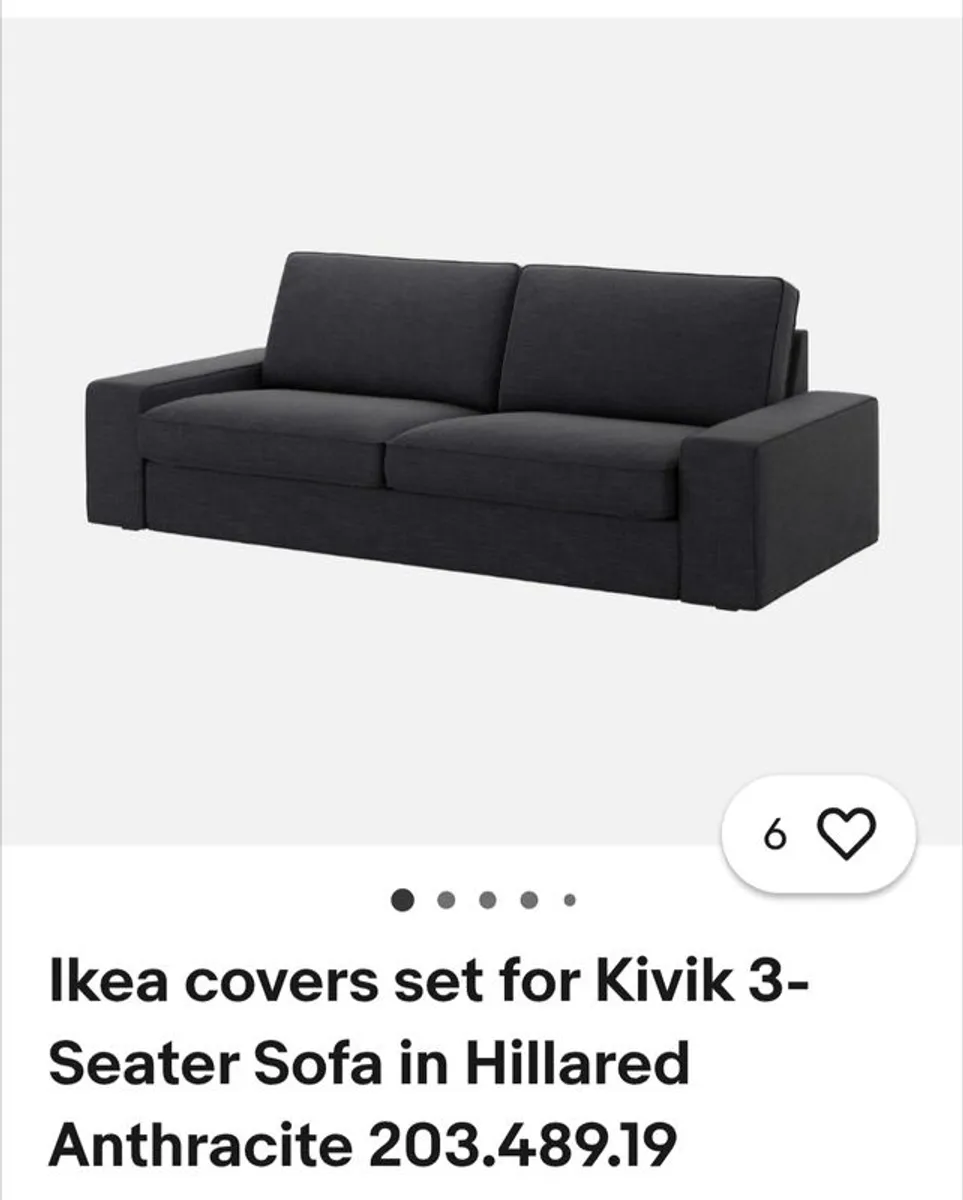 Ikea Kivik New Covers Anthracite Color . 3 Seater Cover . Chaise Lounge Cover. Footstool Cover - Image 3