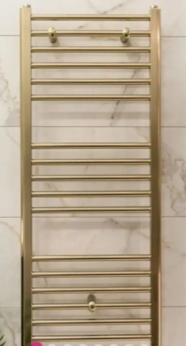 Eliseo Ricci Heated Towel Rail in brushed brass - Image 1