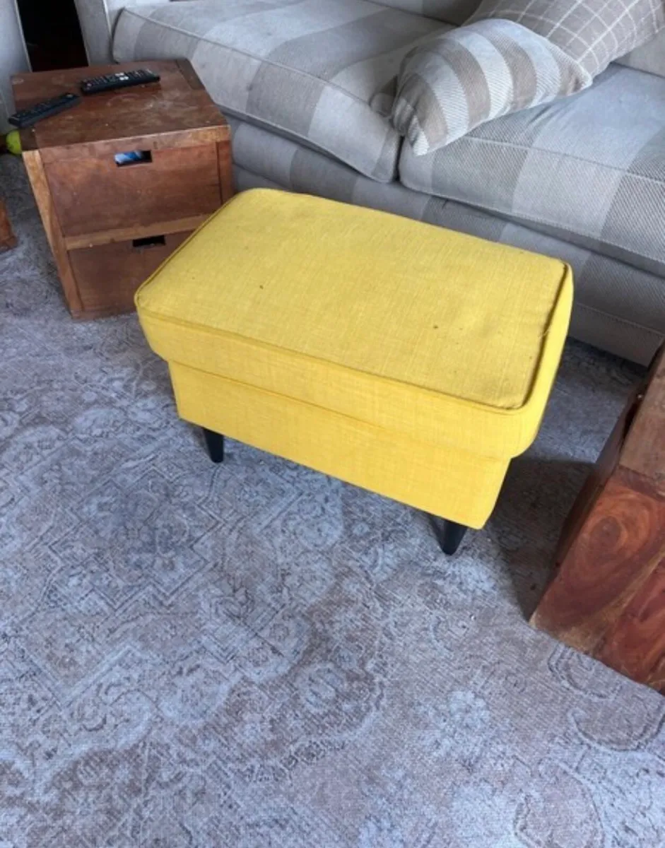 IKEA yellow chair & stool - Image 2