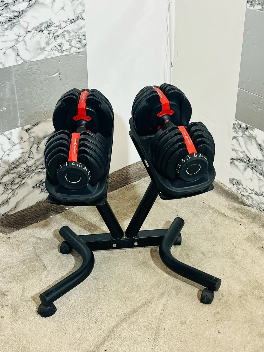 24= KG ADJUSTABLE DUMBBELLS WITH STAND - Image 2