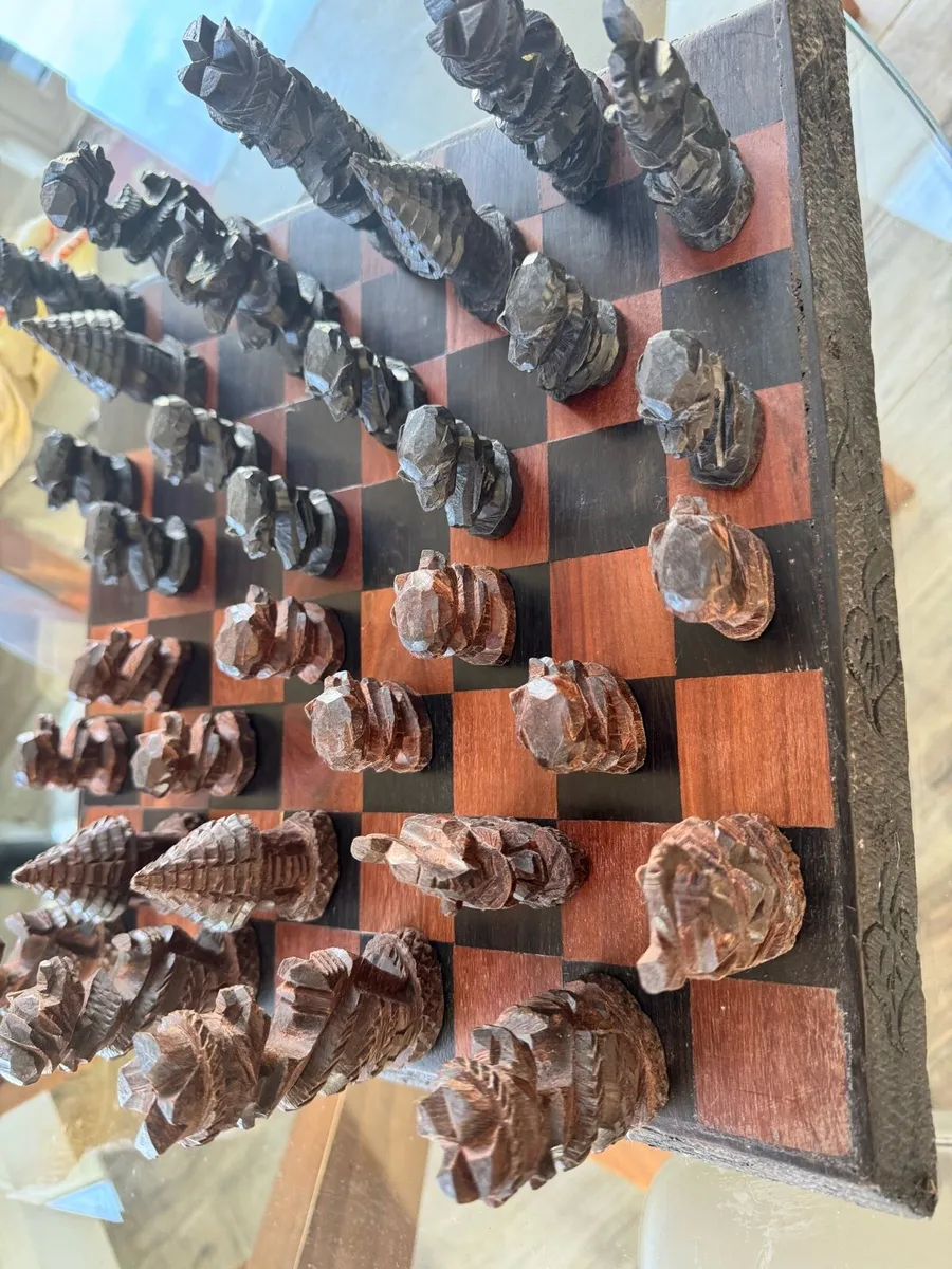 Hand-carved Makonde Tribal Chess Set - Image 2