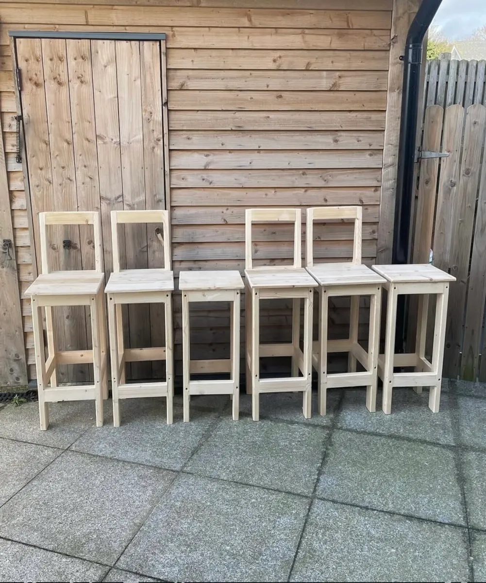 Wooden barstools and chairs - Image 4