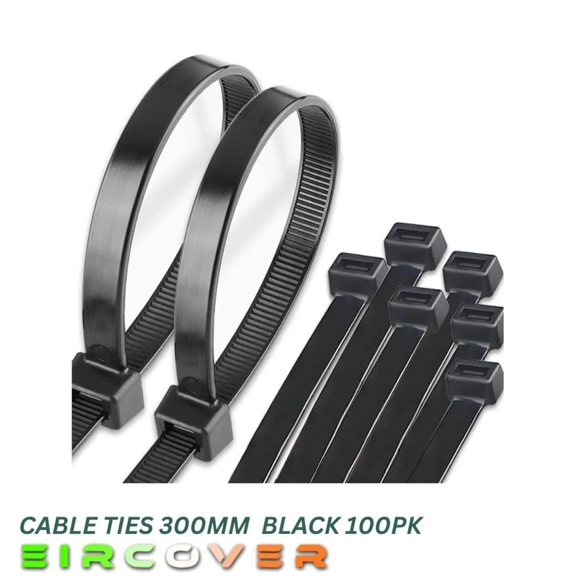 Heavy Duty White Cable Ties 300mm  Black 100pk - Image 1