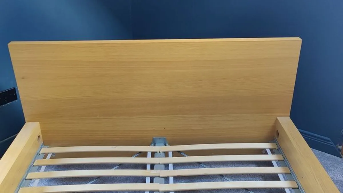 2 Double Beds, IKEA Malm, oak colour. 200 for both - Image 2