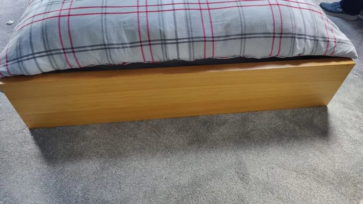 2 Double Beds, IKEA Malm, oak colour. 200 for both - Image 4