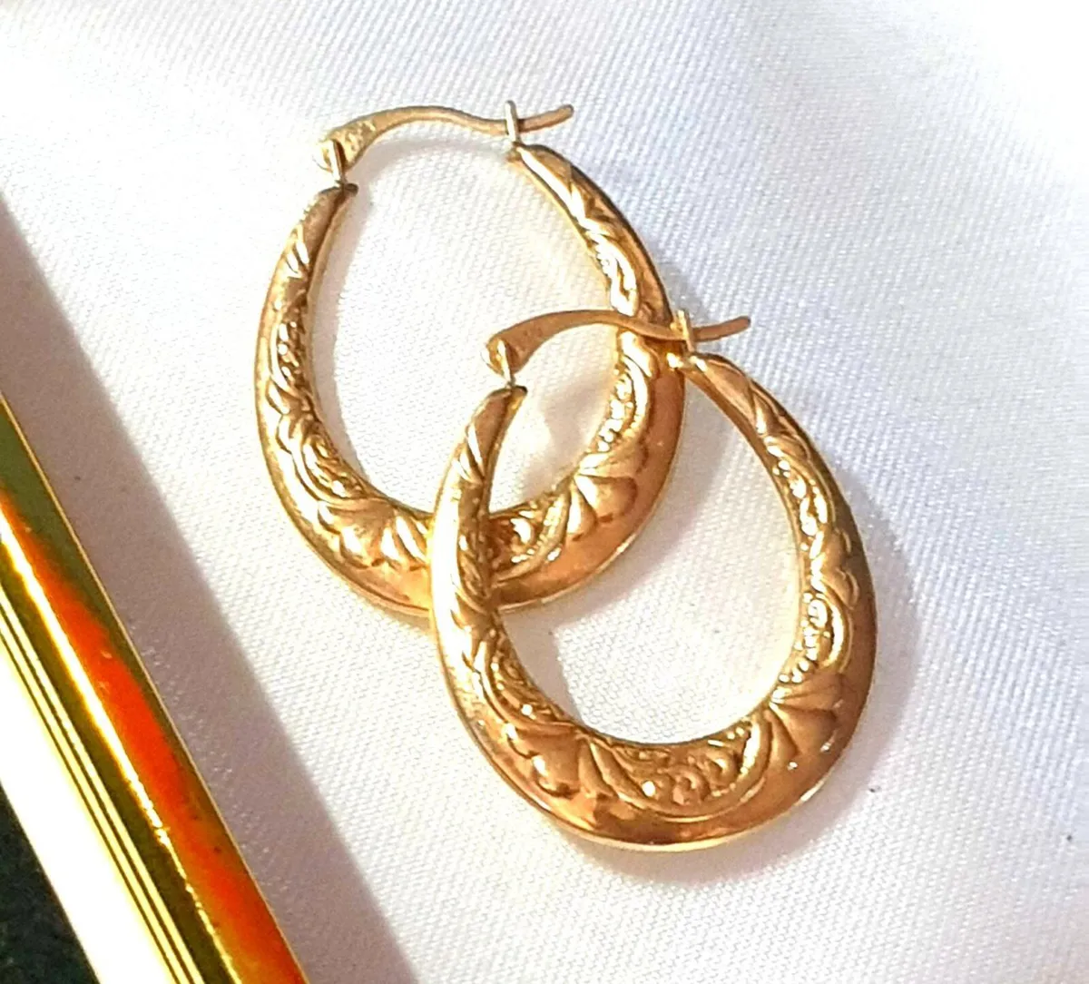 Vintage Hallmarked 9ct Gold Creole Earrings - Image 2
