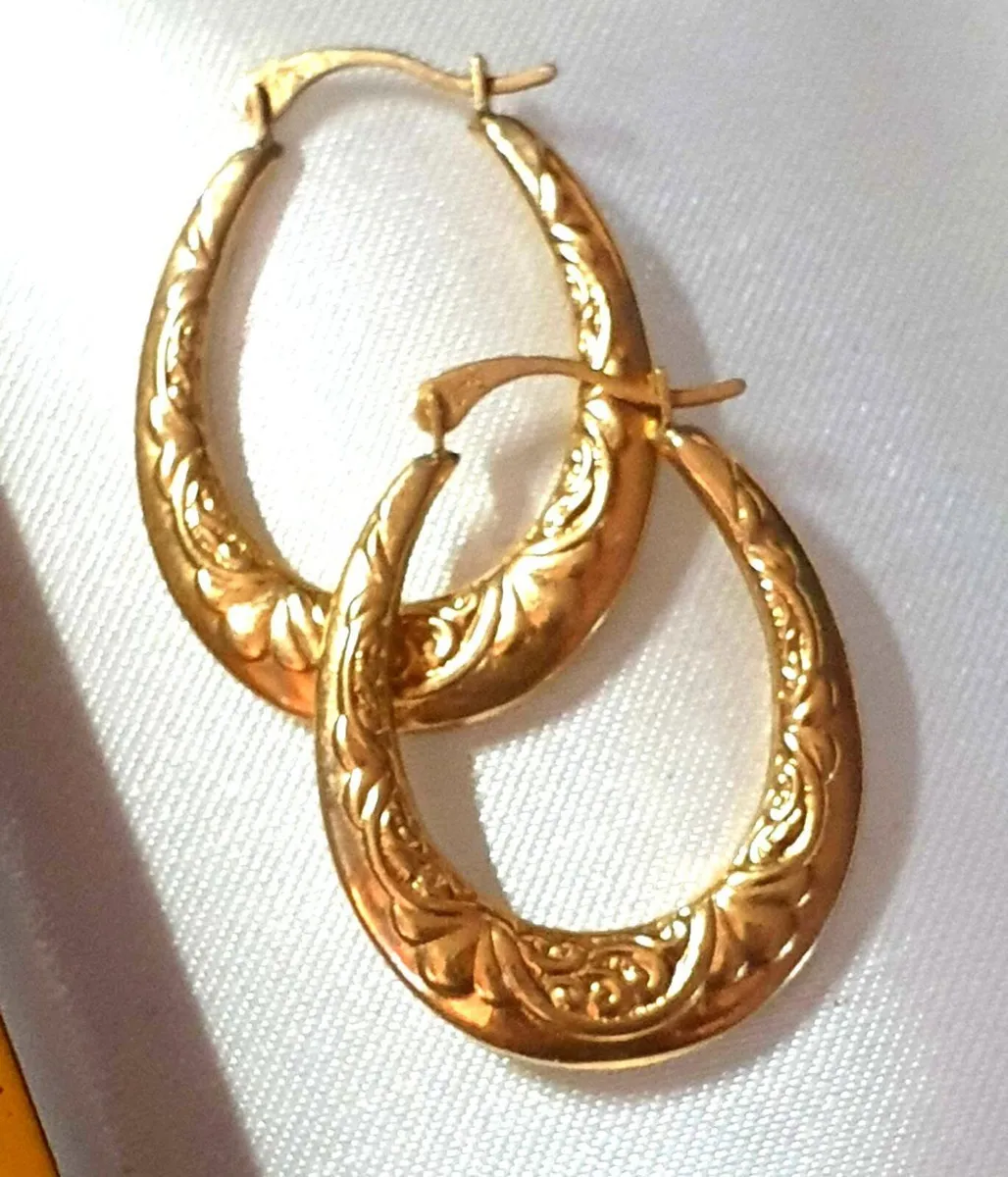 Vintage Hallmarked 9ct Gold Creole Earrings - Image 4