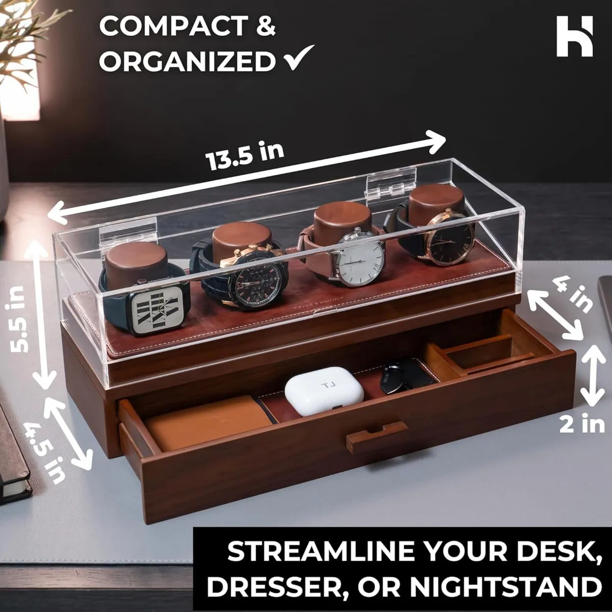 Holme & Hadfield Premium 4 Slot Watch Box - New - Image 2