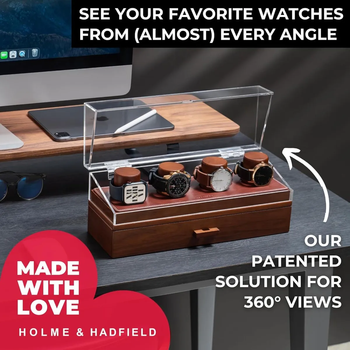 Holme & Hadfield Premium 4 Slot Watch Box - New - Image 4