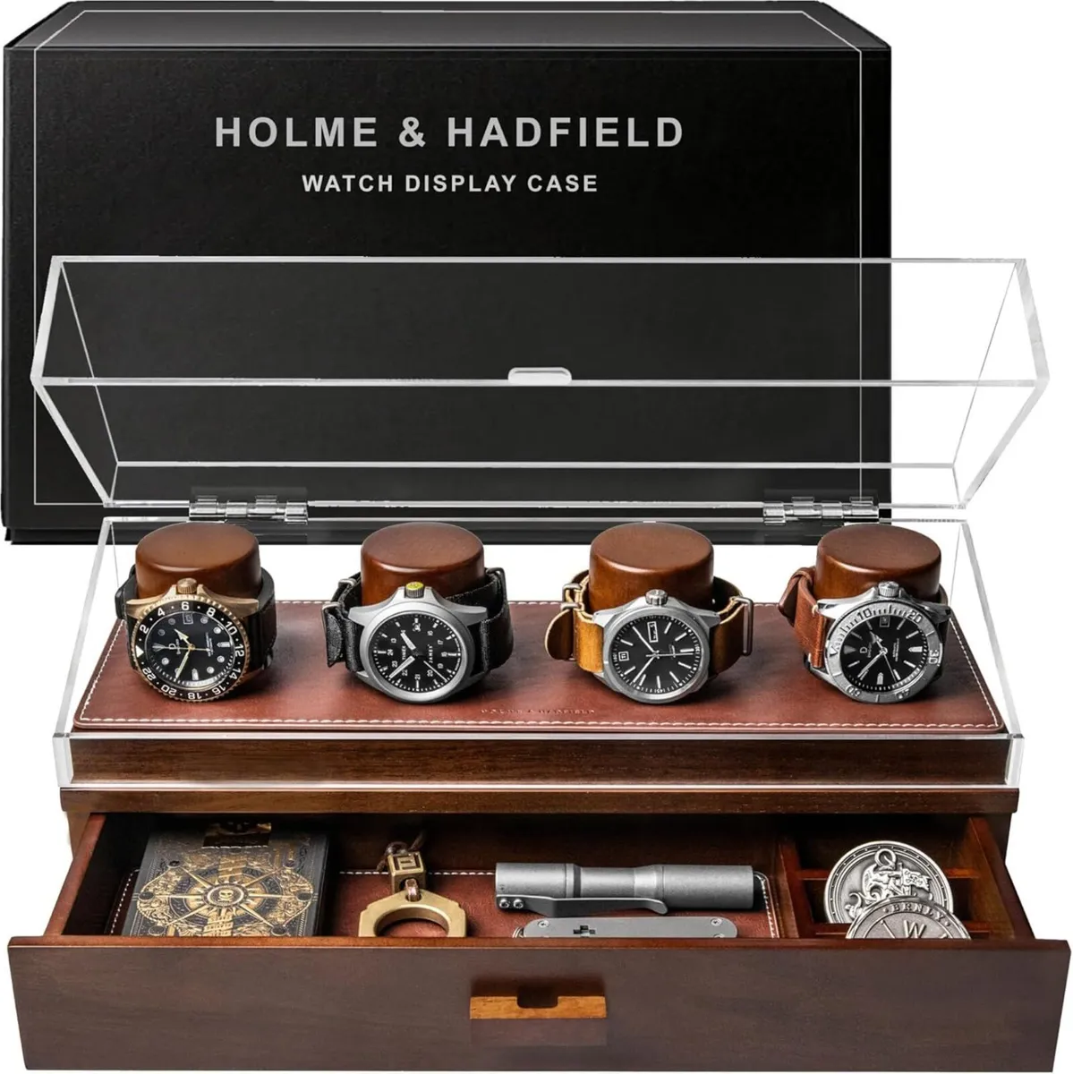 Holme & Hadfield Premium 4 Slot Watch Box - New - Image 1