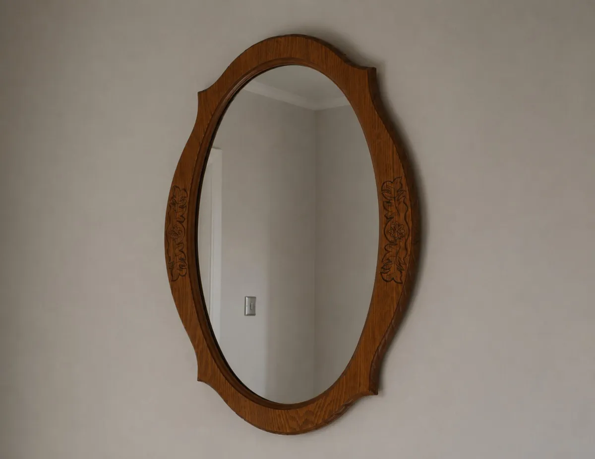 Solid Wood Oval Mirror