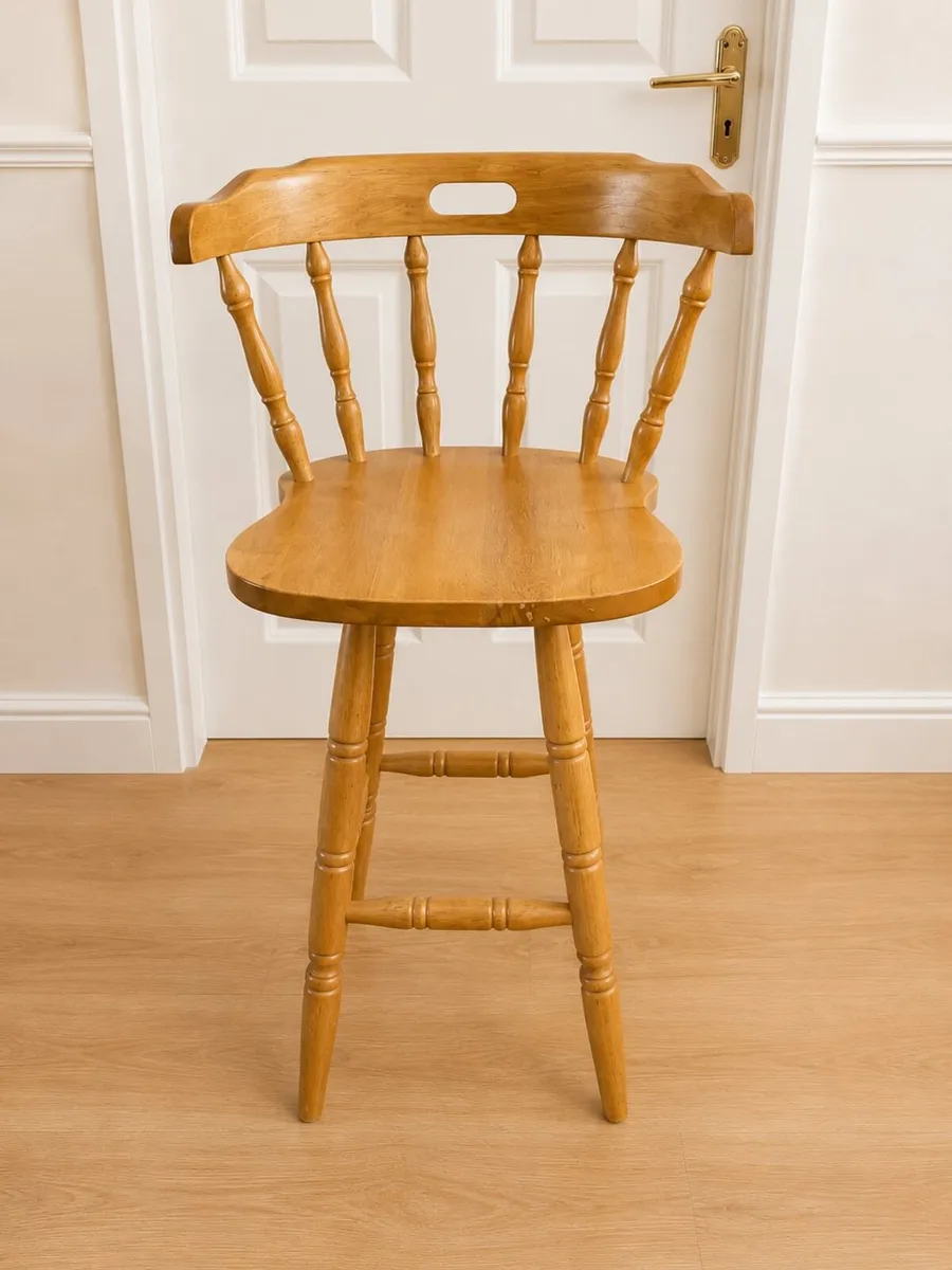 Solid Wood Bar Stool High Chair Good Condition - Image 2