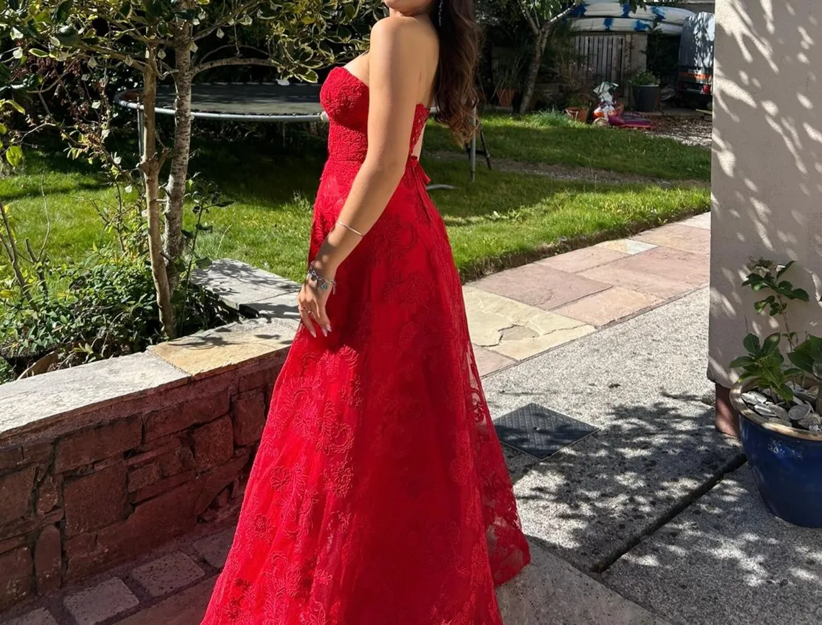 Stunning red lace Debs Dress - Image 3