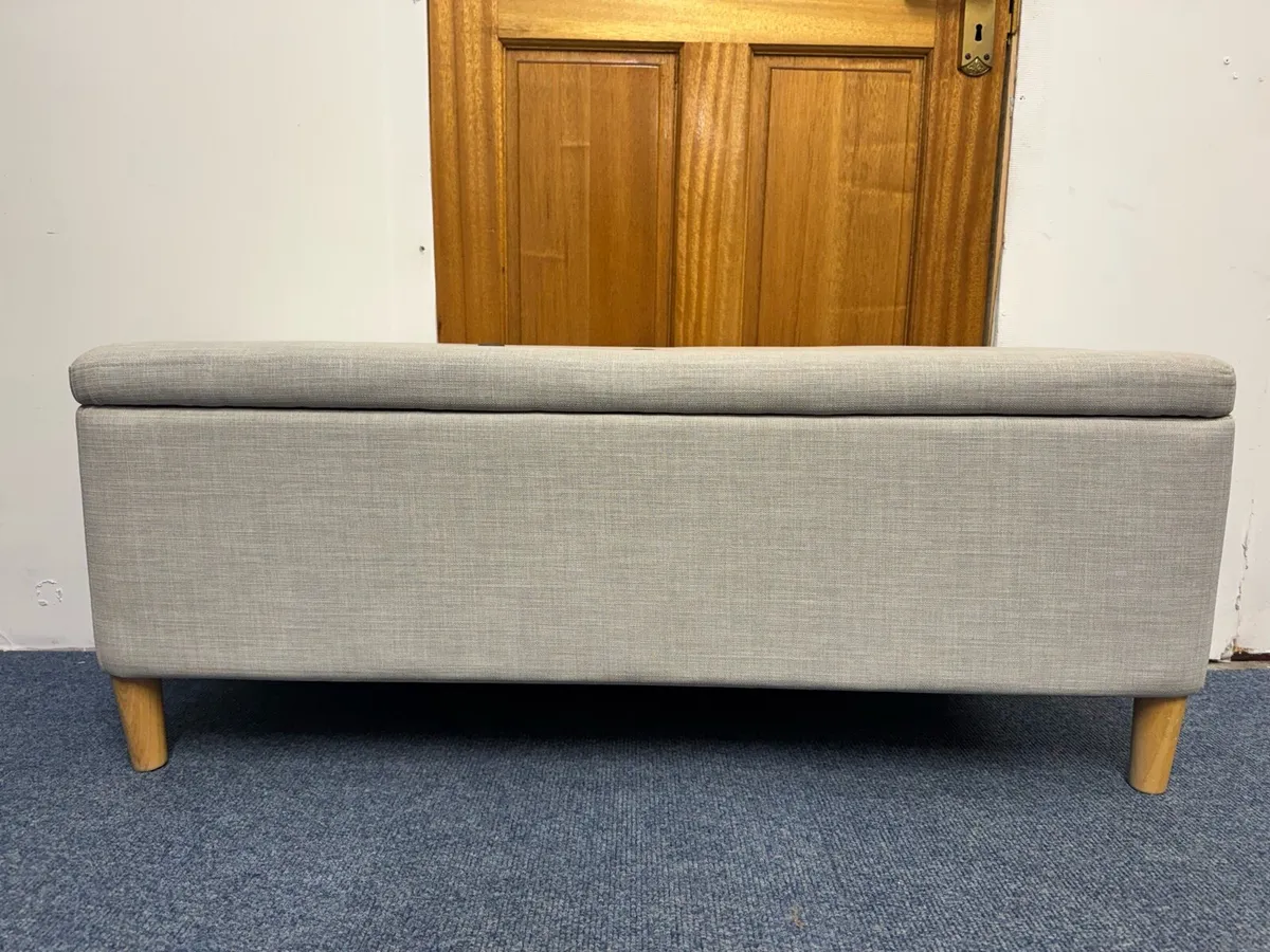 Habitat Aspen Fabric Storage Ottoman - Light Grey - Image 1