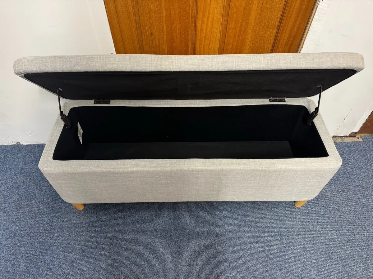 Habitat Aspen Fabric Storage Ottoman - Light Grey - Image 3