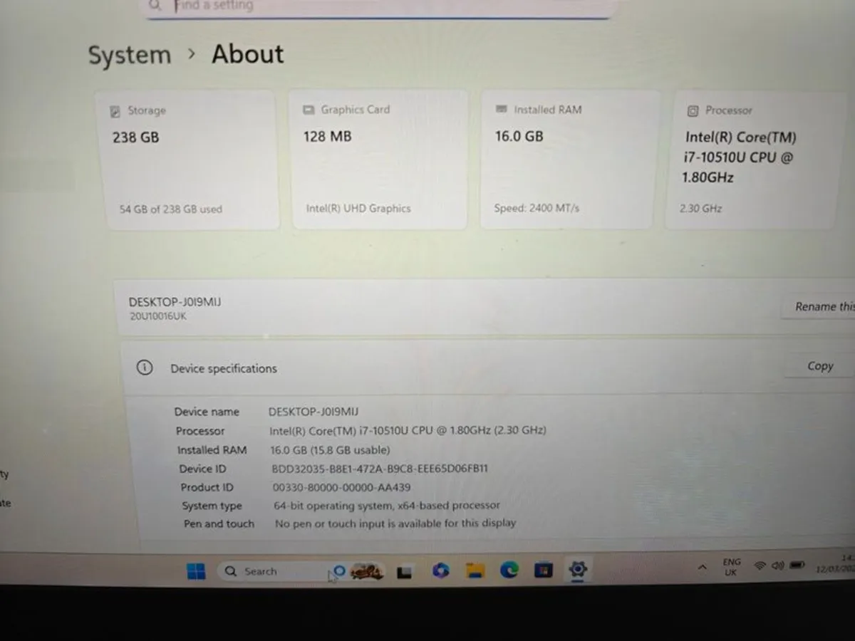 Lenovo ThinkPad L14 | i7 | 16GB | 256GB | 14" FHD - Image 3