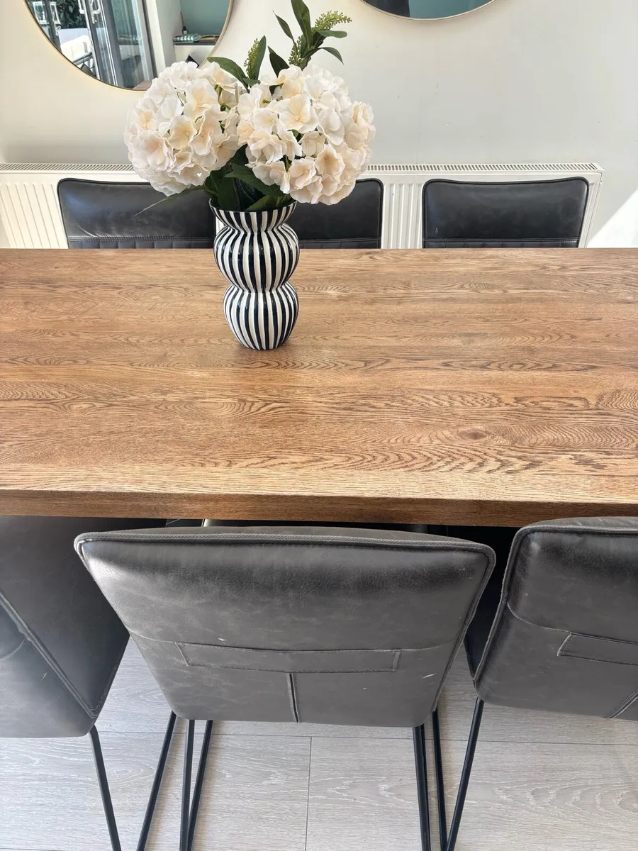 Soho Solid Oak Dining Table (2.4m) + 8 Chairs - Image 4