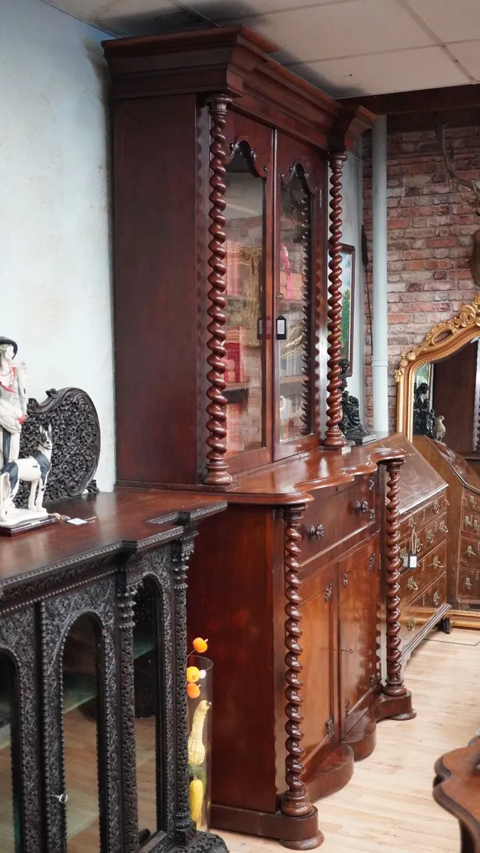 Victorian Mahogany Secretaire Bookcase - Image 3