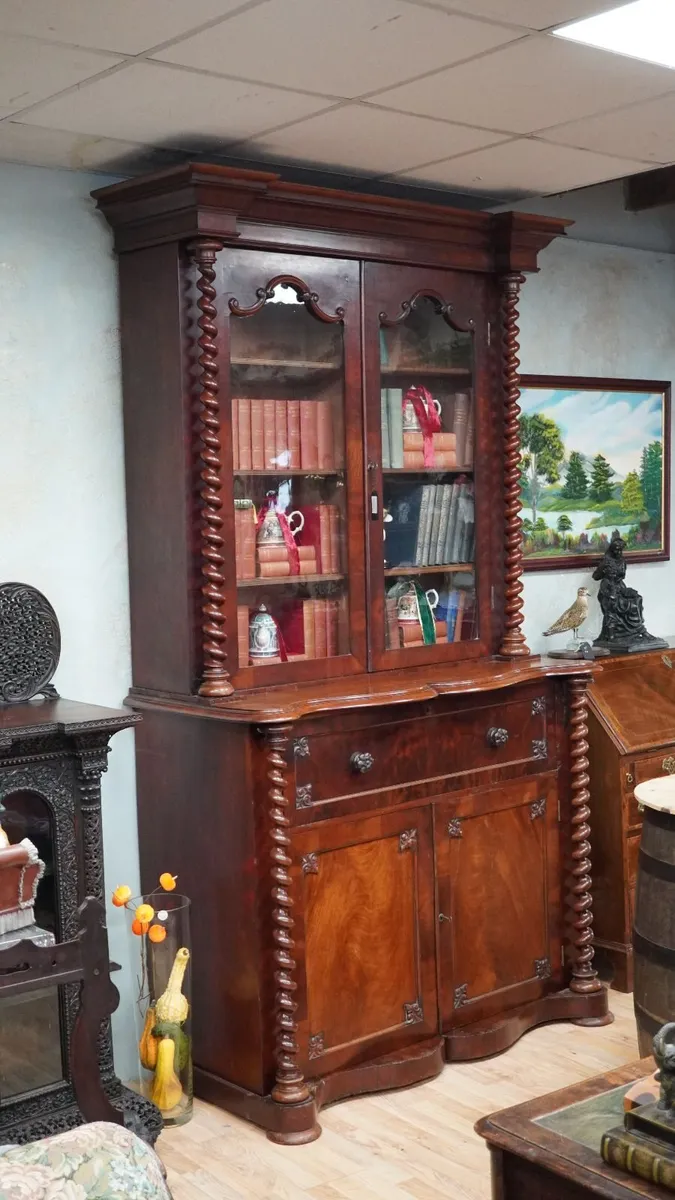 Victorian Mahogany Secretaire Bookcase - Image 2