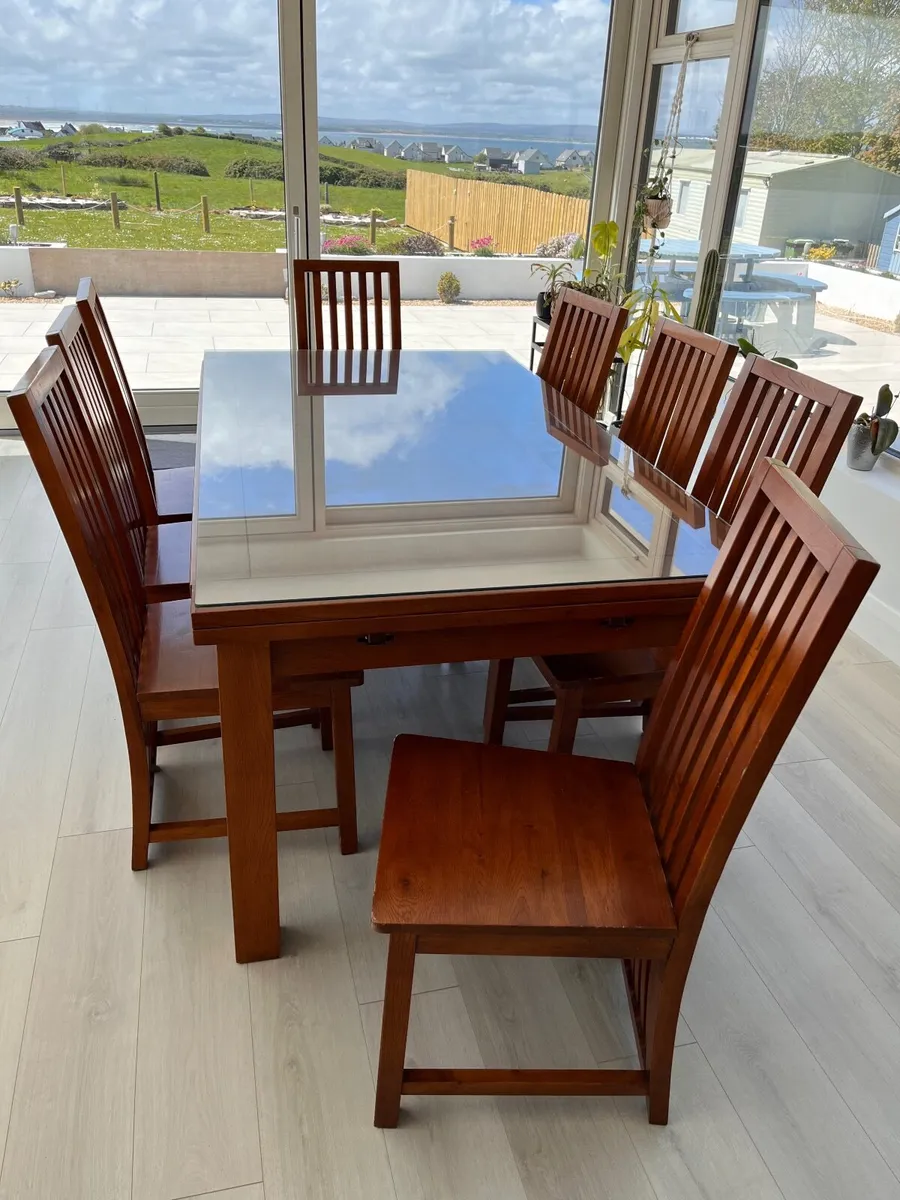 Solid Oak Table & Chairs - Image 2
