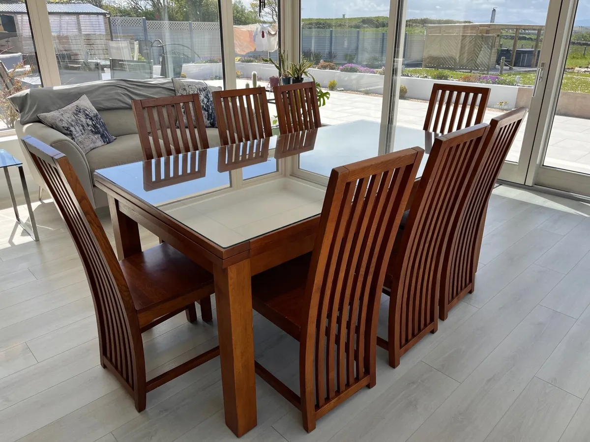 Solid Oak Table & Chairs - Image 3