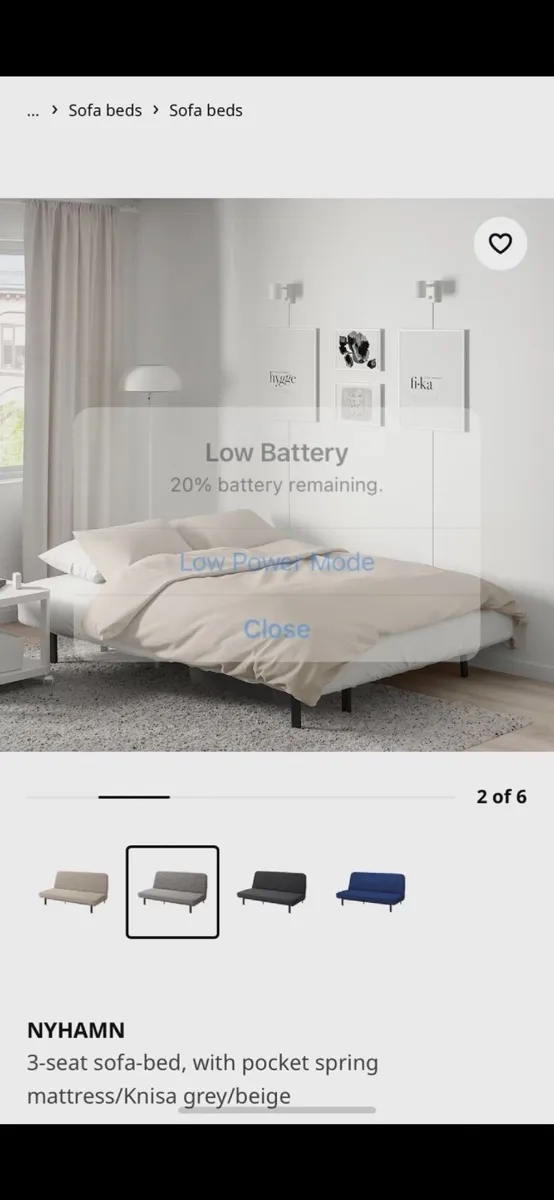 IKEA double sofa bed used 5 times - Image 4