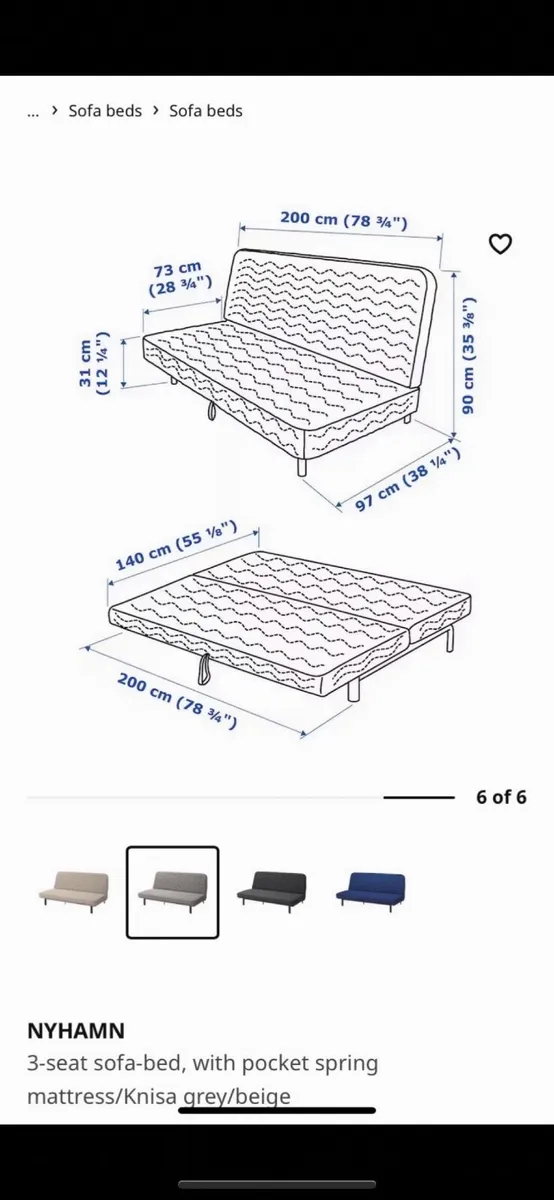 IKEA double sofa bed used 5 times - Image 2