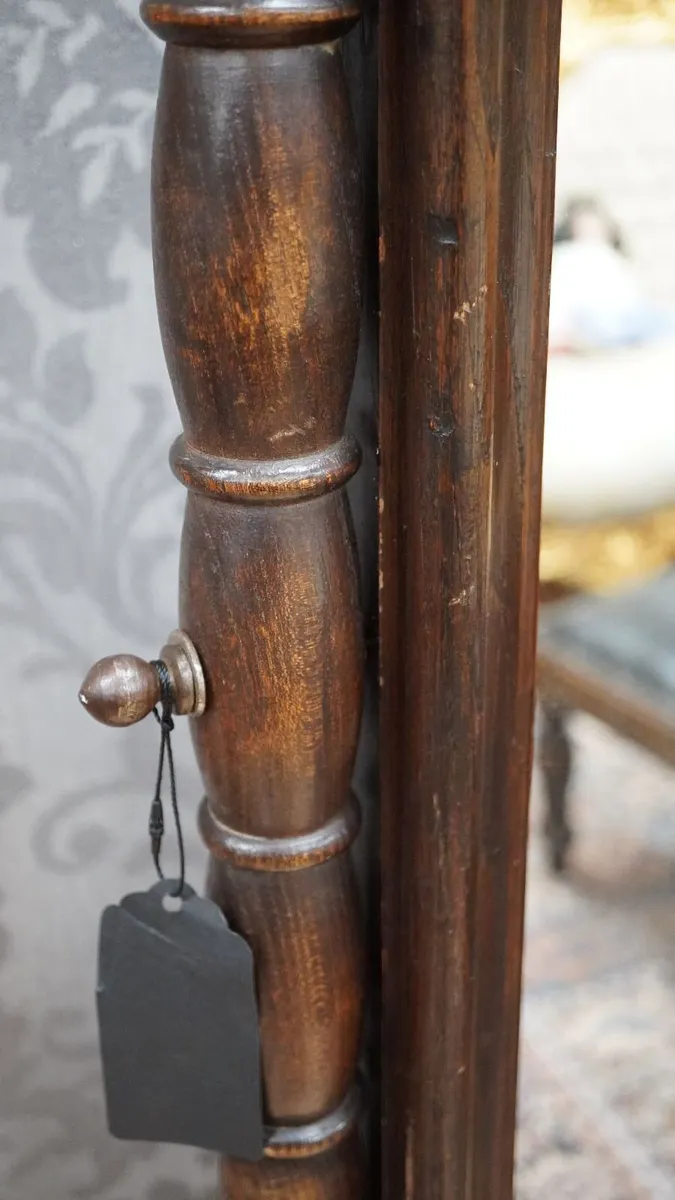 Victorian Oak Cheval Mirror - 19th Century - Image 3