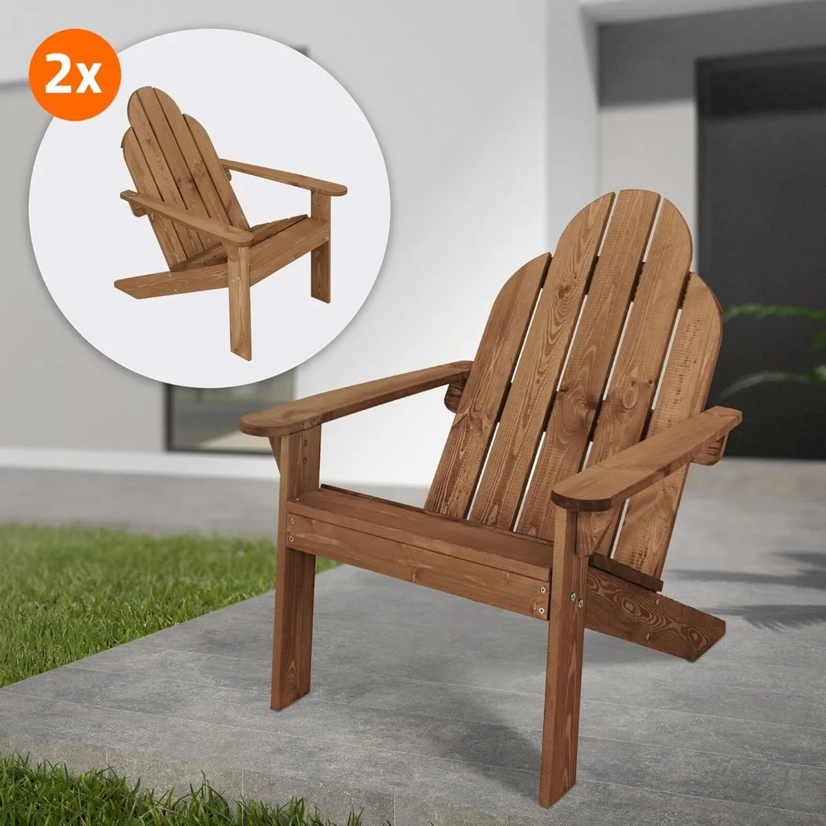 Set of 2 Adirondack Garden Chairs - Image 2