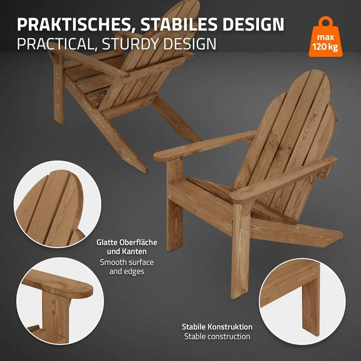 Set of 2 Adirondack Garden Chairs - Image 3