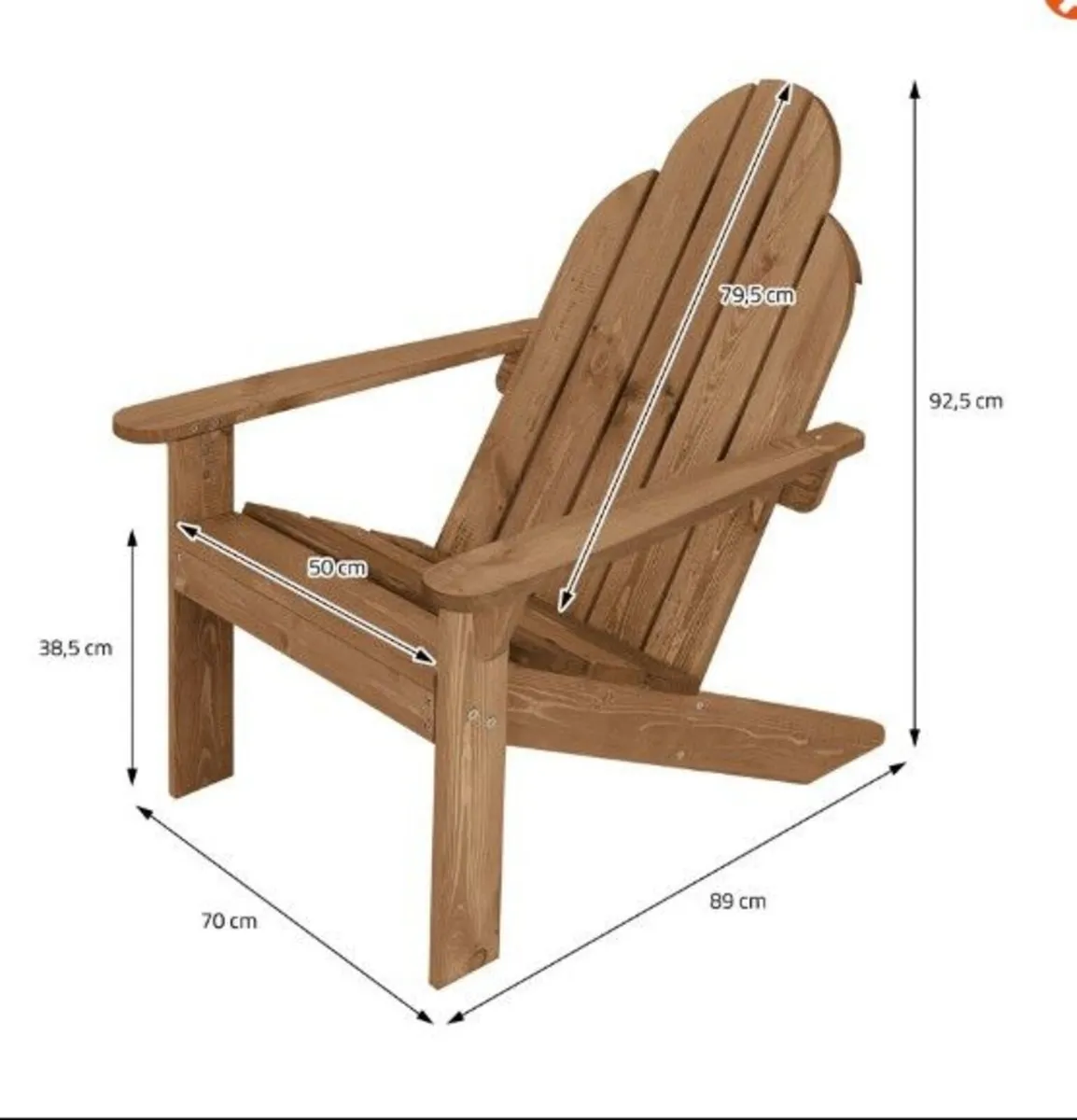Adirondack Garden Chair Solid Wood Outdoor Lounge - Image 3