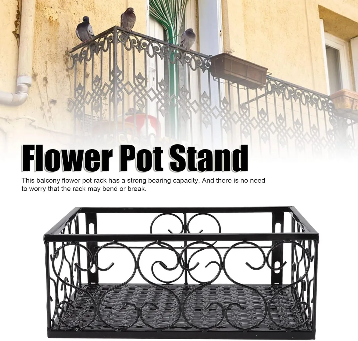 Black Balcony Railing Planters 30cm - Image 3