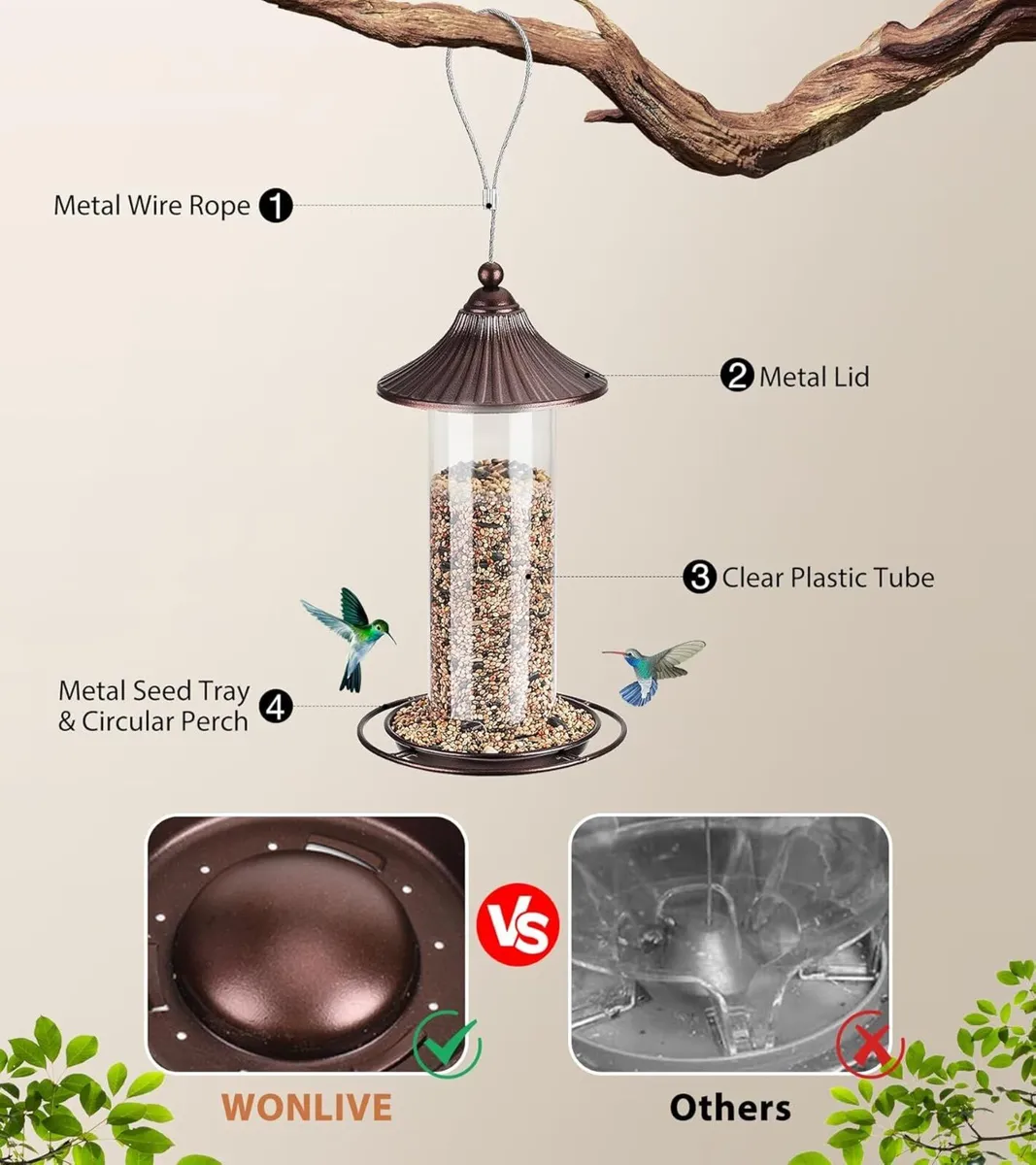 Metal Hanging Bird Feeder - Image 2