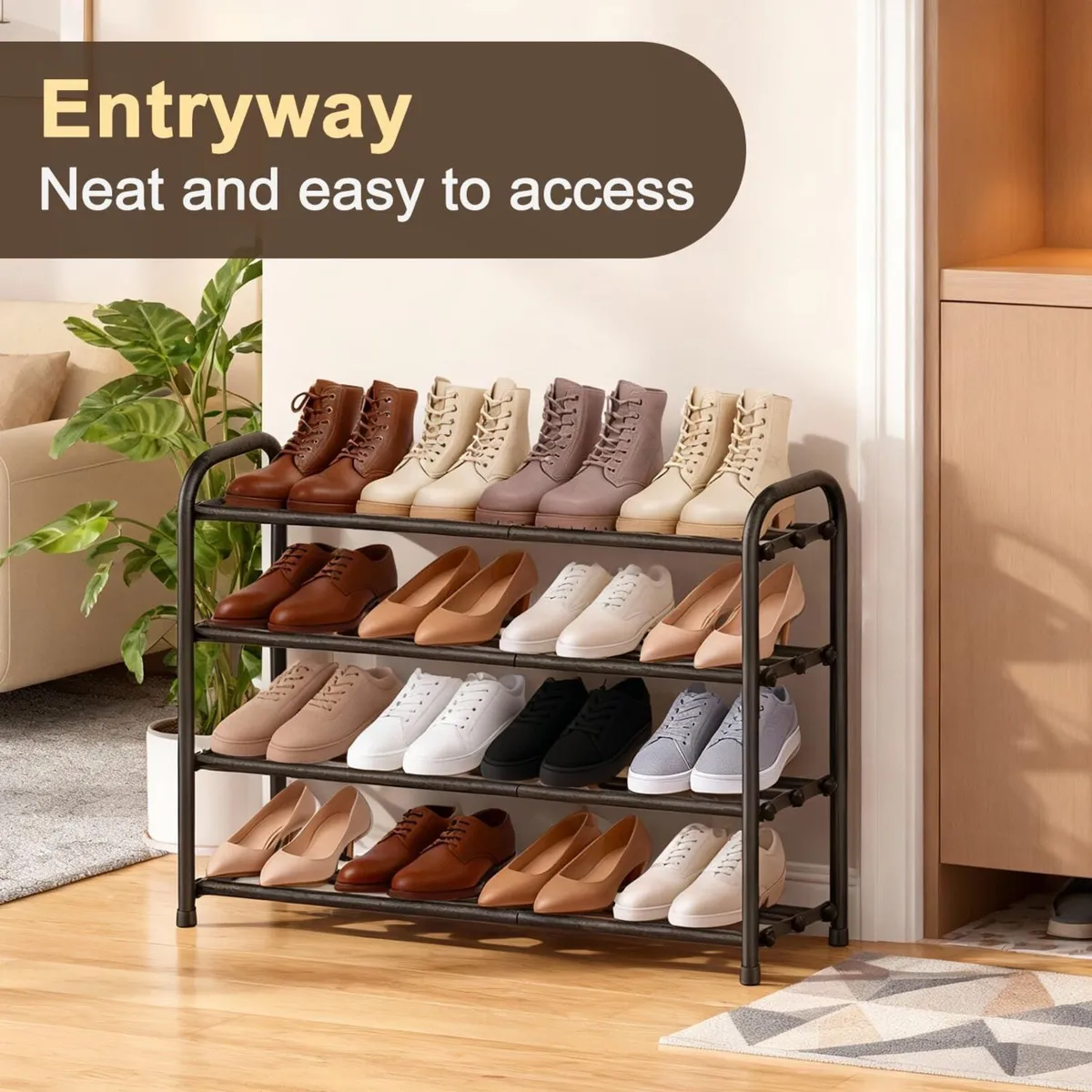 4 Tier Black Metal Storage Rack - Image 4