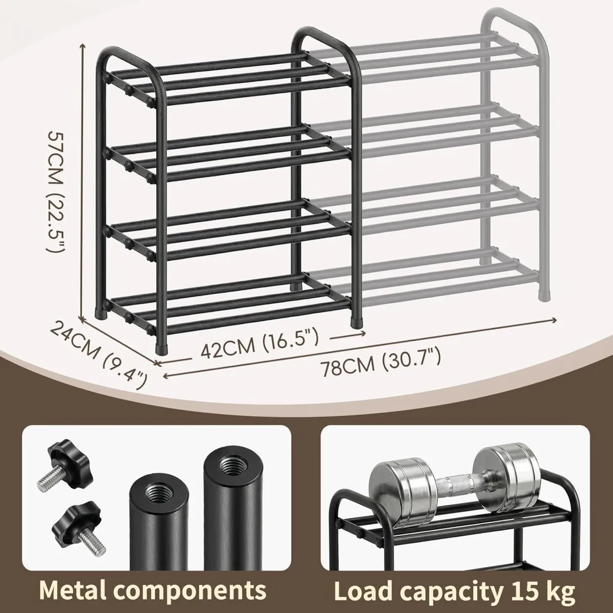 4 Tier Black Metal Storage Rack - Image 2