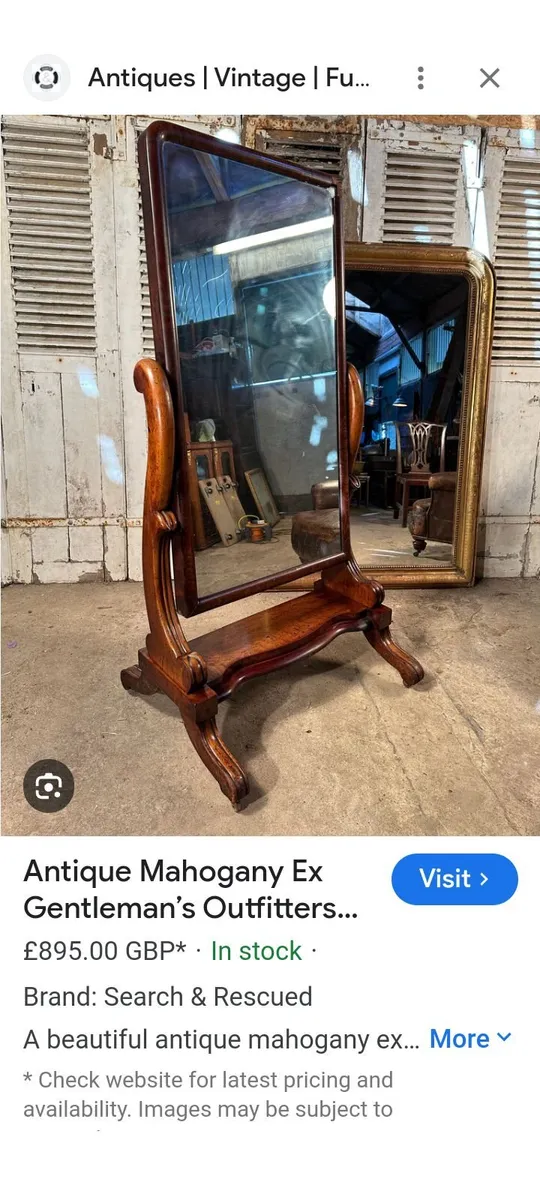 Large beautiful gentleman's bevelled dress mirror - Image 1