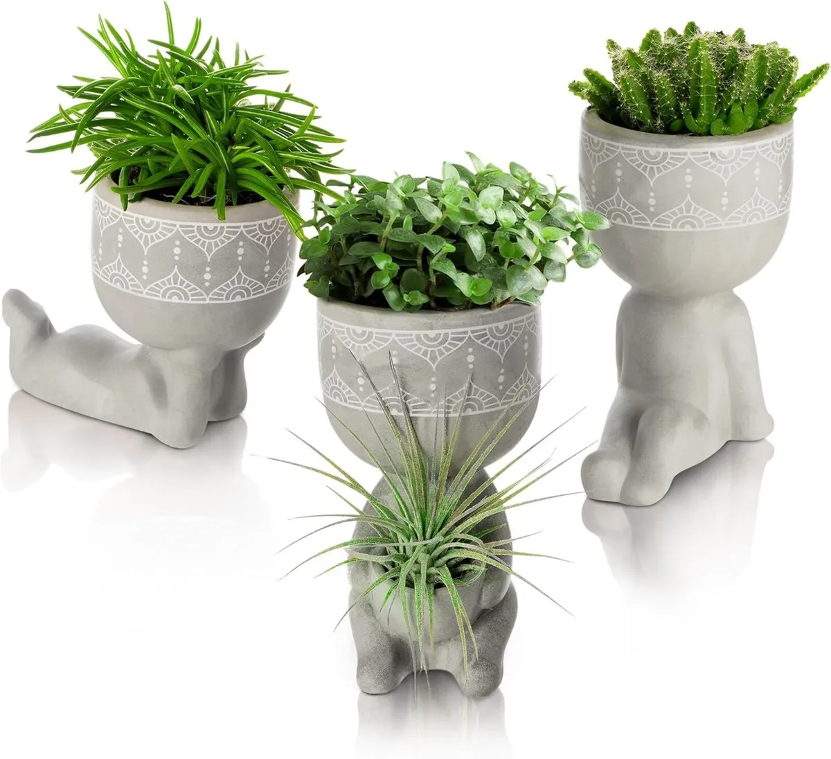 Set of Small Grey Cement Plant Pots - Image 1