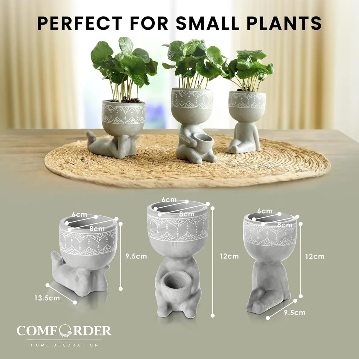 Set of Small Grey Cement Plant Pots - Image 2