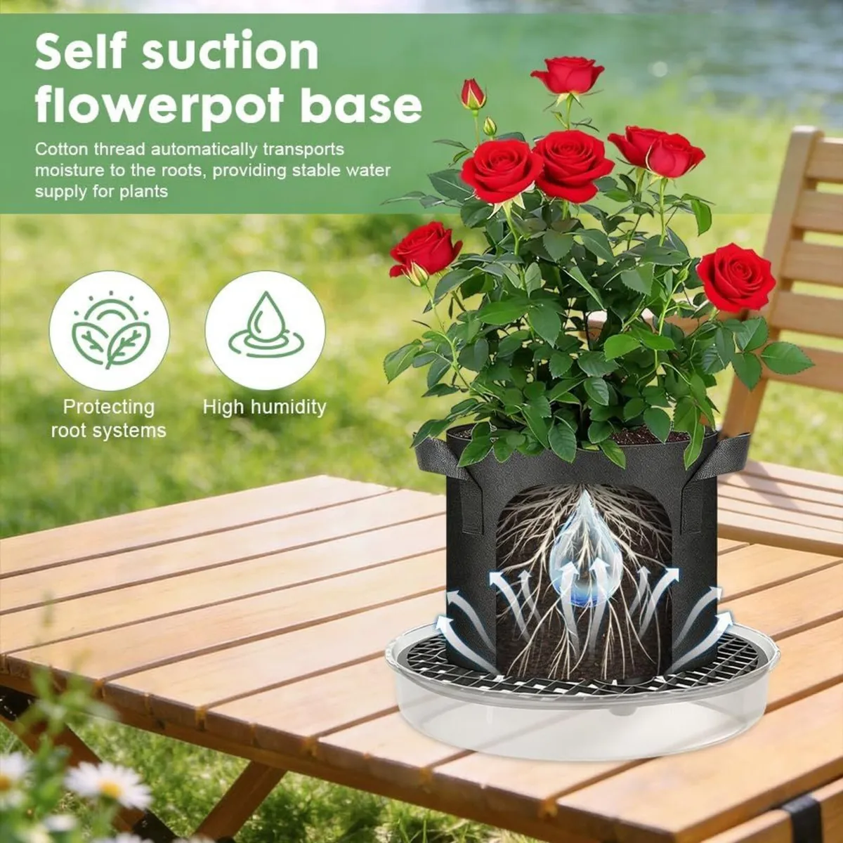 4 Pack Self Watering Plant Pot Coasters - Image 2