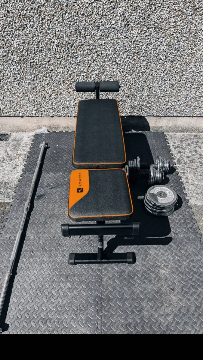 Home Gym Set – Bench + Barbell + Weights - Image 1