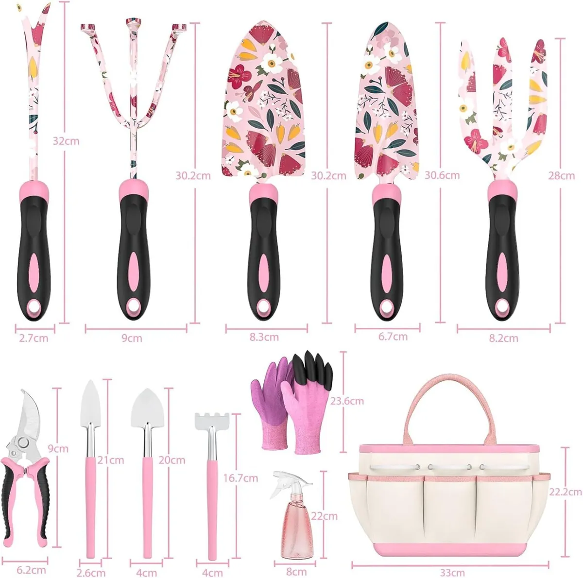 12 Piece Floral Garden Tool Set - Image 1